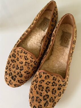 UGG Women's Leopard Print Suede Flats - Brown with Black Spots